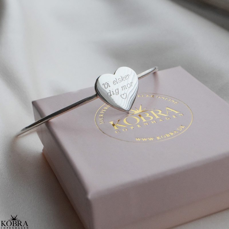 "Paris" armbnd med hjerte i sterling slv inklusiv din gravering
