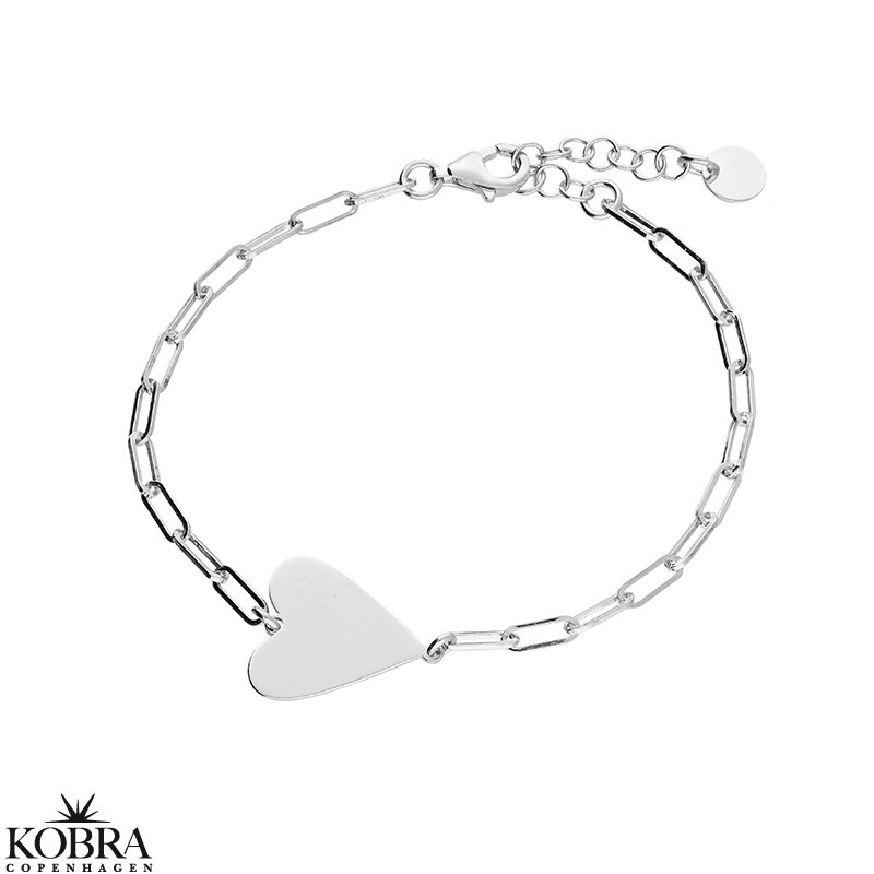 "Mathilde" slv armbnd med hjerte og din indgravering