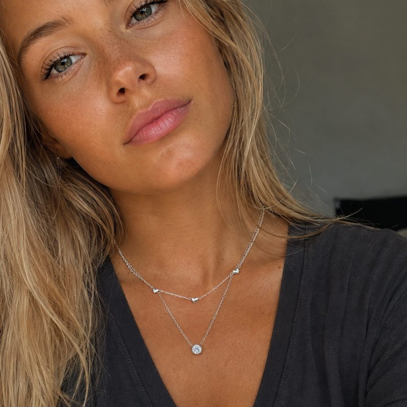 "Liva" silver choker with small hearts