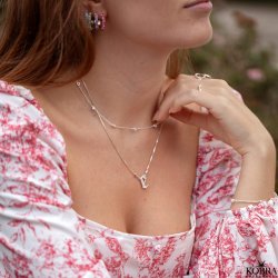 "Junie" slv halskde / choker med fine sm hjerter 