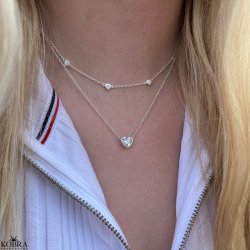 "Junie" slv halskde / choker med fine sm hjerter 