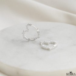 "Mikami" sm slv hjerte reringe med hvide sten