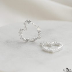 "Mikami" sm slv hjerte reringe med hvide sten