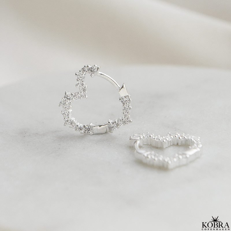 "Mikami" sm slv hjerte reringe med hvide sten