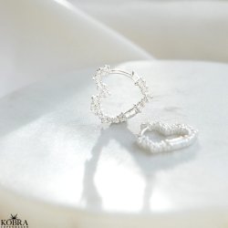 "Mikami" sm slv hjerte reringe med hvide sten