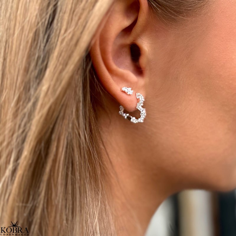 "Mikami" sm slv hjerte reringe med hvide sten