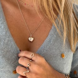 "Alba" slv halskde med farvet kugler i sterling slv