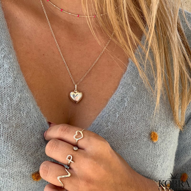 "Alba" slv halskde med farvet kugler i sterling slv