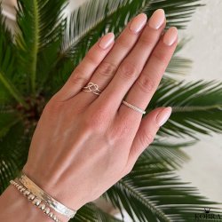 "Evermore" silver heart-shaped pretzel ring