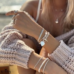 "So Loved" chunky slv armbnd med hjerte inklusiv din gravering!