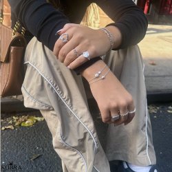 "Luna Mae" slv armbnd med ferskvandsperle samt hammerslet amulet