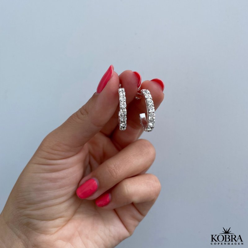 "Honey" slv hoops med hvide sten