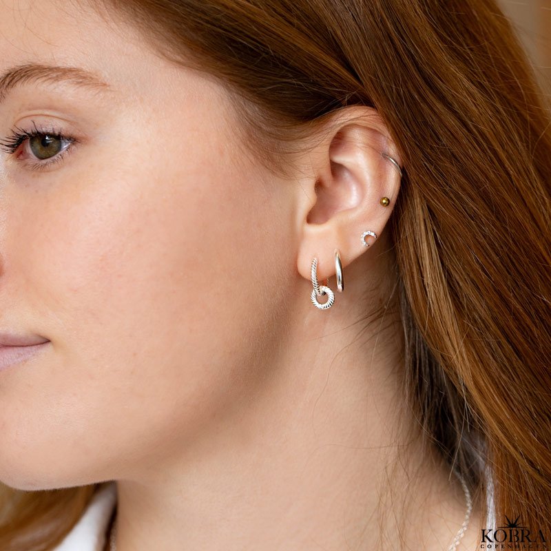 "Night Sky" slv reringe med stjerne og mne samt zirkonia sten