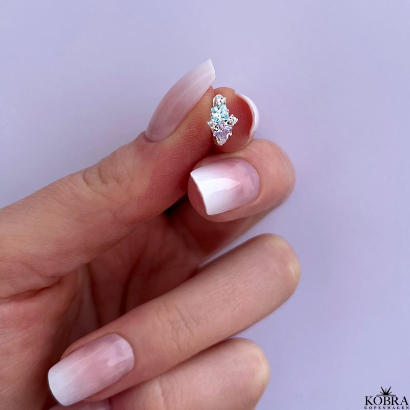 "Angelina" sm hoops i slv med farvet sten 