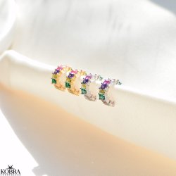 "Olivia" sm slv hoops med farvet zirkonia sten