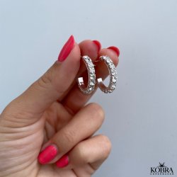 "Honey" slv hoops med hvide sten