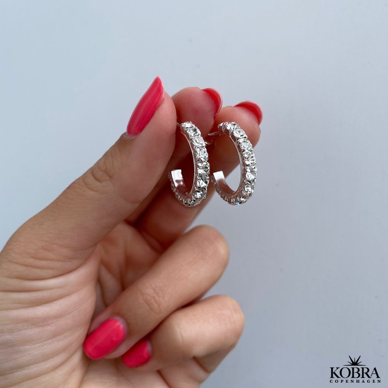 "Honey" slv hoops med hvide sten