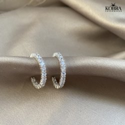 "Britney" Store hoops i slv  med hvide sten