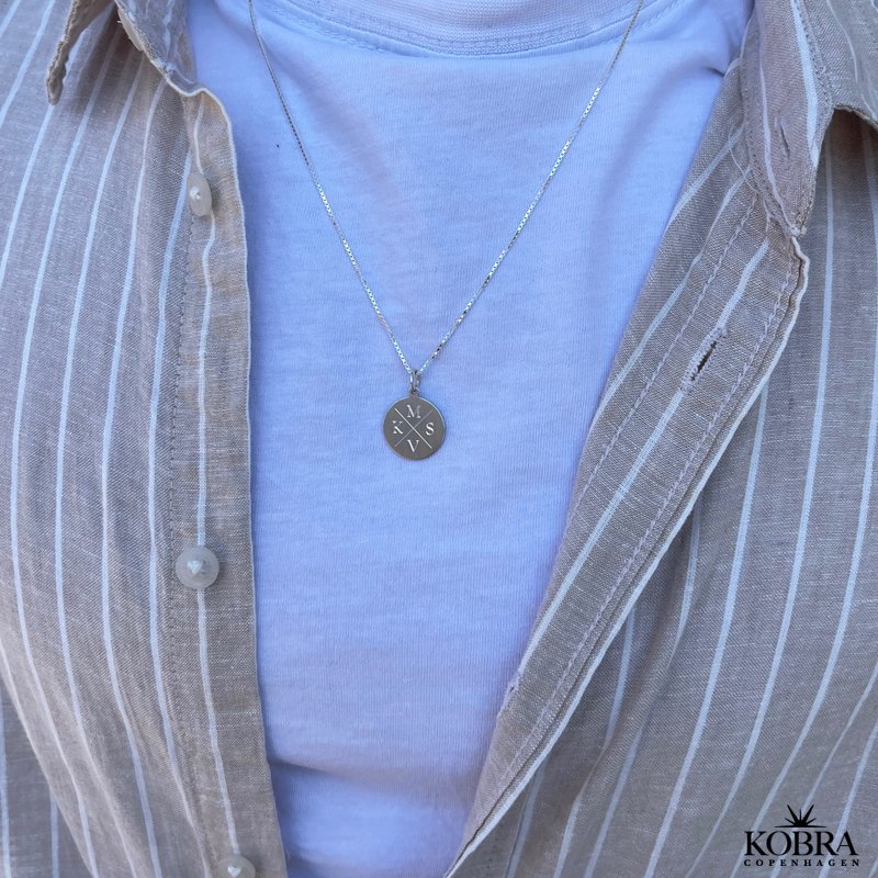 ID tag slv halskde med "kryds" til mnd med din gravering