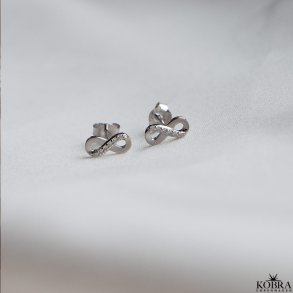 Small infinity earrings in sterling silver with gems