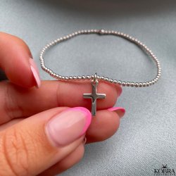 "Free" klassisk slv kors armbnd