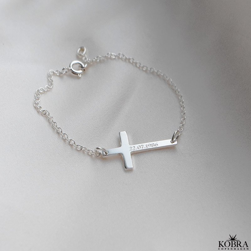 "Trust" Kors armbnd i sterling slv inklusiv personlig gravering