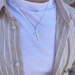 "Promise" panzer halskæde i sølv med kors til mænd