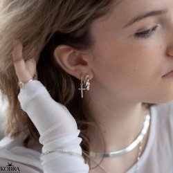 "Lucia" slv hoops / reringe med kors