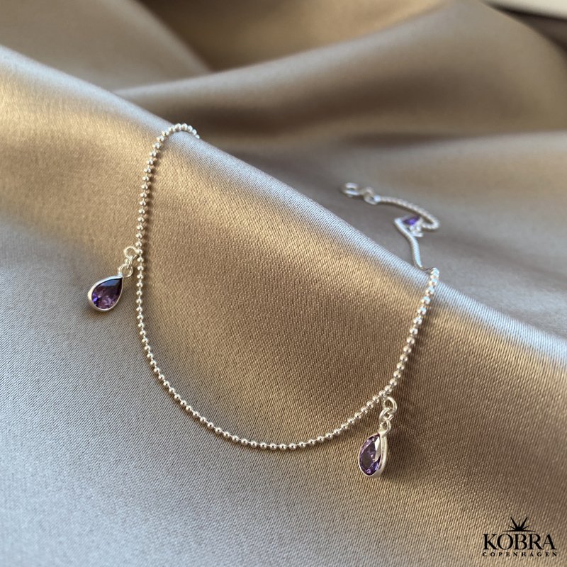 "Drops" slv ankelkde med drbeformet sten- Valgfri farve!