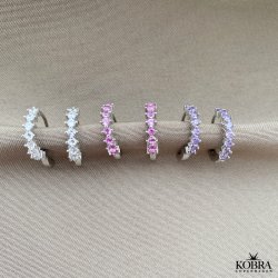 "Magnolia" silver hoops / earrings with colored stones