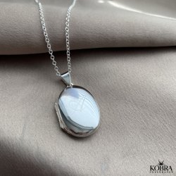 "Lea" slv medaljon med plads til 2 billeder inklusiv gravering