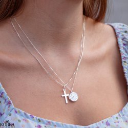 "Sankta" enkel kors halskde i slv