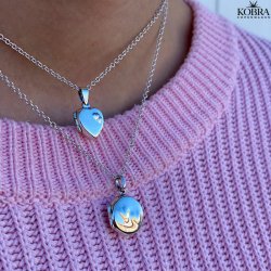 "Jasmin" hjerte medaljon i slv