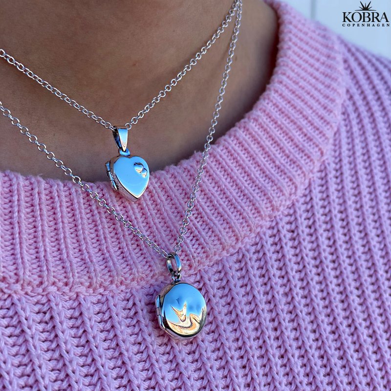 "Jasmin" hjerte medaljon i slv