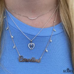 "Leah" slv hjerte kors halskde med hvide sten