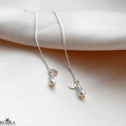 "Asta" slv retrd med hvide ferskvandsperler og lysbl akvamariner til studenten