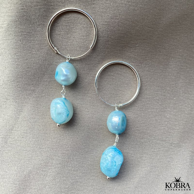 "Sugar" silver earrings with blue freshwater pearls