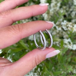 "Glitter" hoops "medium" in silver with white zirconia stones