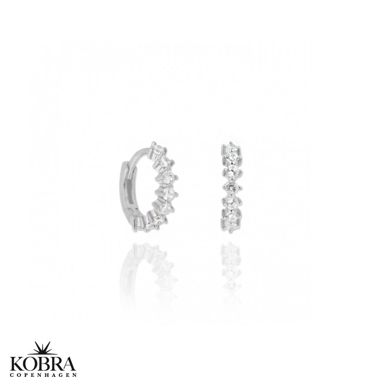 "Magnolia" silver hoops / earrings with colored stones