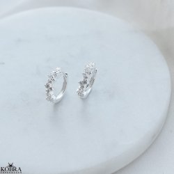 "Mikami" unikke slv hoops med hvide sten (medium)