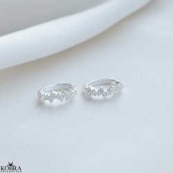 "Mikami" unikke slv hoops med hvide sten (medium)