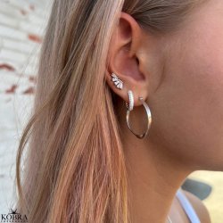 "Nia" slv reringe med hvide sten