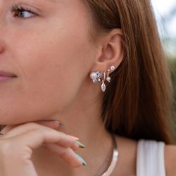 "Lyra" sm slv reringe med hvide glassten