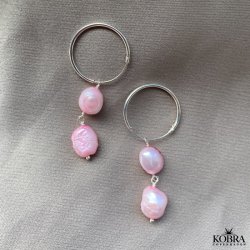 "Sugar" slv reringe med lyserde ferskvandsperler