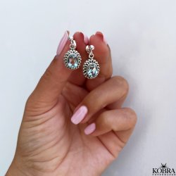 "Crystal" slv reringe med bl topas