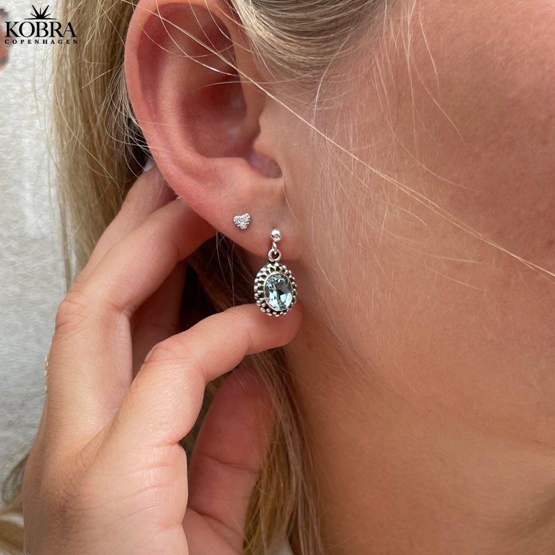 "Crystal" slv reringe med bl topas