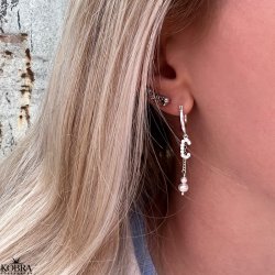 "My Favorite" slv reringe med dine bogstaver og hvide ferskvandsperler