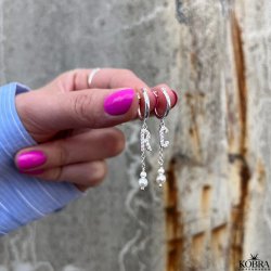 "My Favorite" slv reringe med dine bogstaver og hvide ferskvandsperler