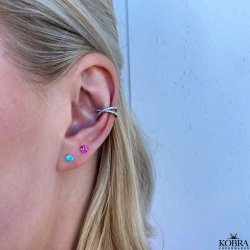 "Tulip" cute small earrings in sterling silver in different colors