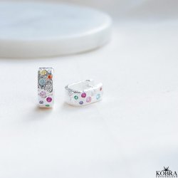 "Miami" slv reringe / huggies med farvet sten